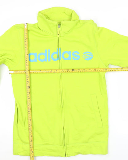 Adidas Womens Green Track Jacket Size 14 Full Zip Sports Activewear