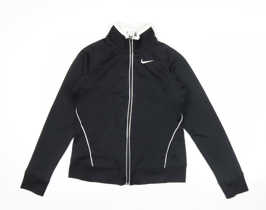 Nike Womens Black Track Jacket Size 12 Full Zip Slim Fit Sportswear