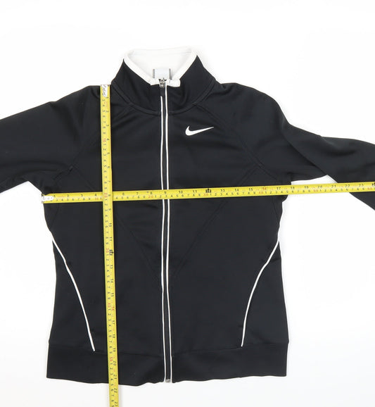 Nike Womens Black Track Jacket Size 12 Full Zip Slim Fit Sportswear