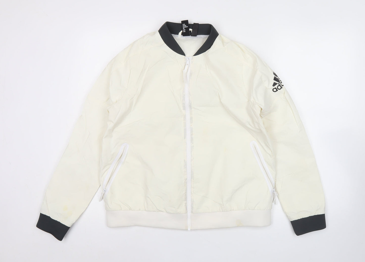 Adidas Womens Ivory Size 12 Full Zip Training Jacket