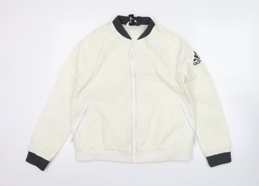 Adidas Womens Ivory Size 12 Full Zip Training Jacket