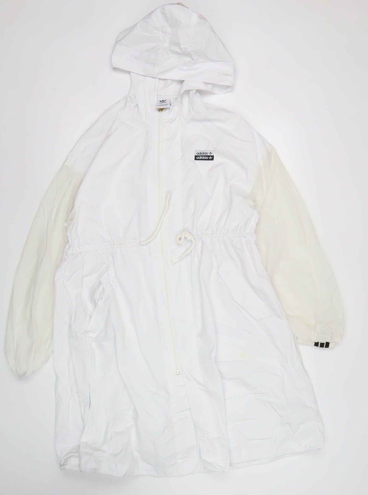 Adidas Unisex White Windbreaker Jacket Size 36 Logo Hooded