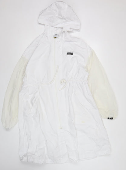 Adidas Unisex White Windbreaker Jacket Size 36 Logo Hooded