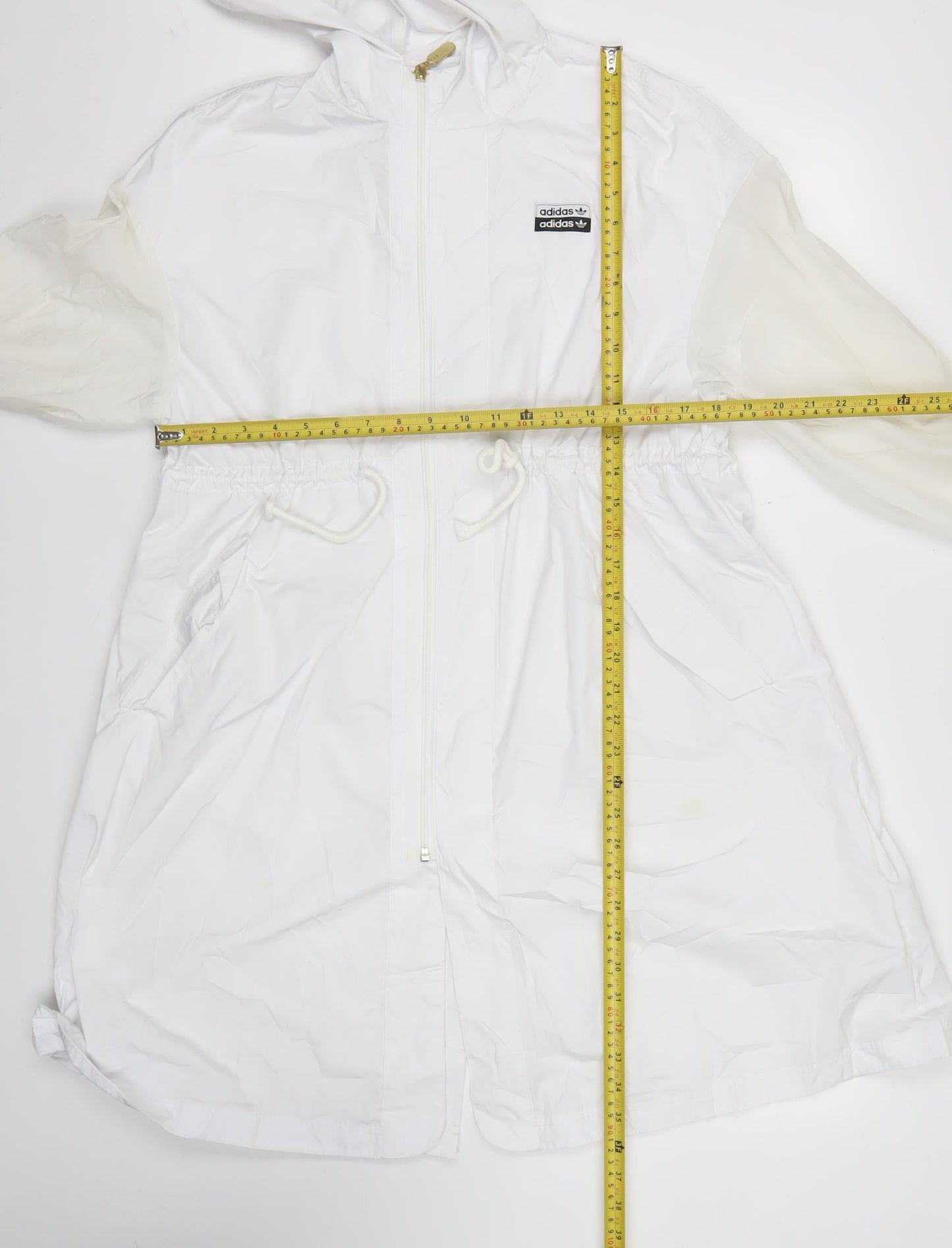 Adidas Unisex White Windbreaker Jacket Size 36 Logo Hooded