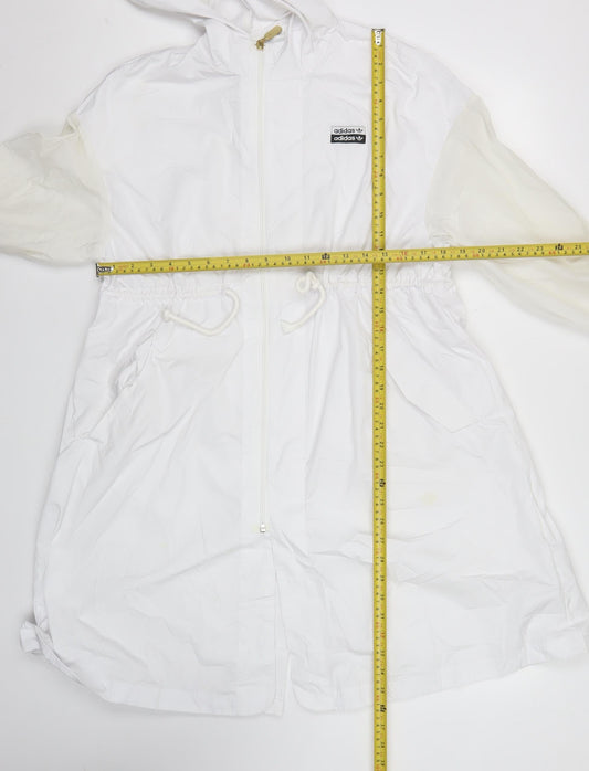 Adidas Unisex White Windbreaker Jacket Size 36 Logo Hooded