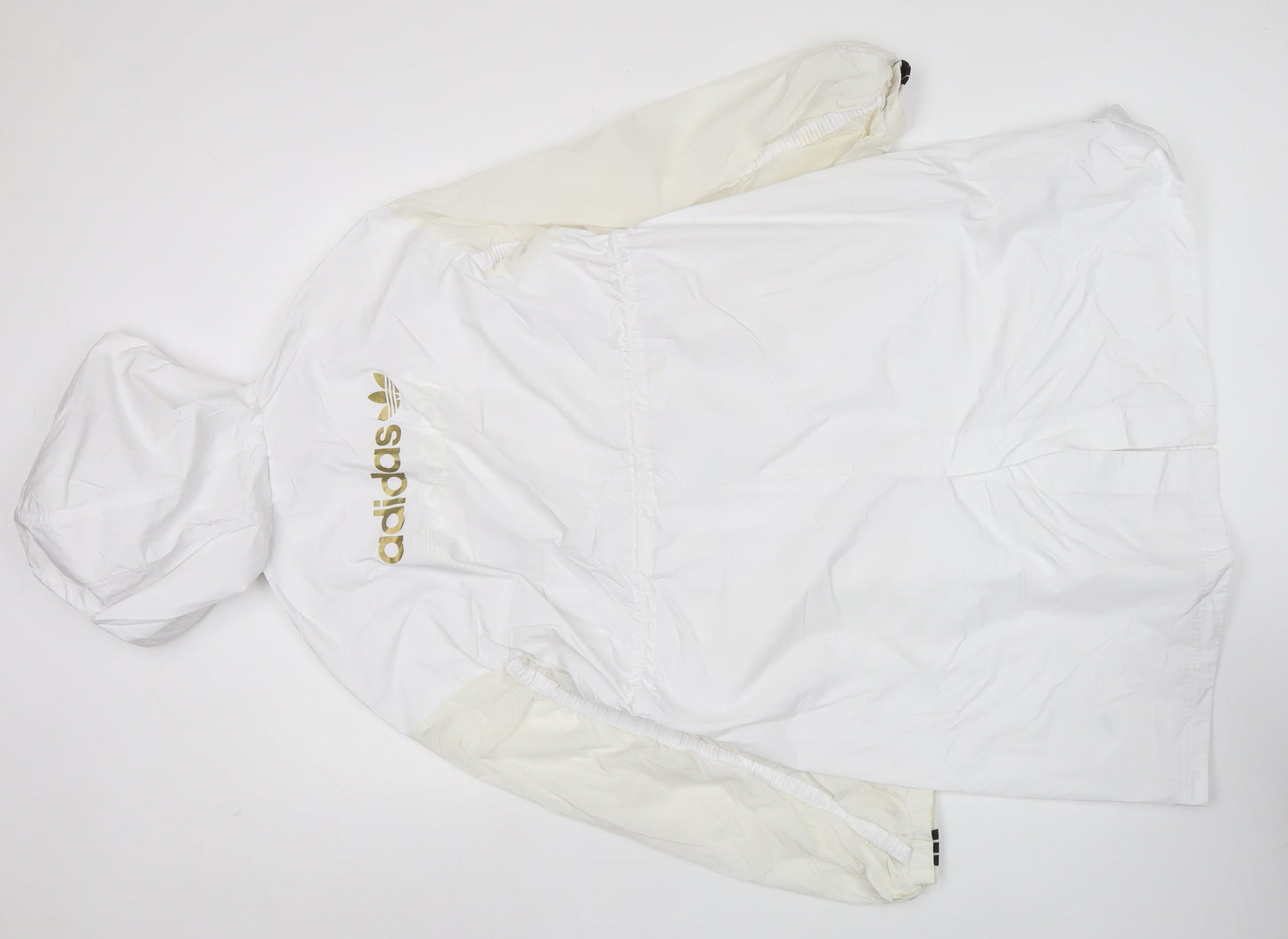 Adidas Unisex White Windbreaker Jacket Size 36 Logo Hooded