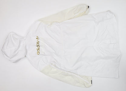 Adidas Unisex White Windbreaker Jacket Size 36 Logo Hooded