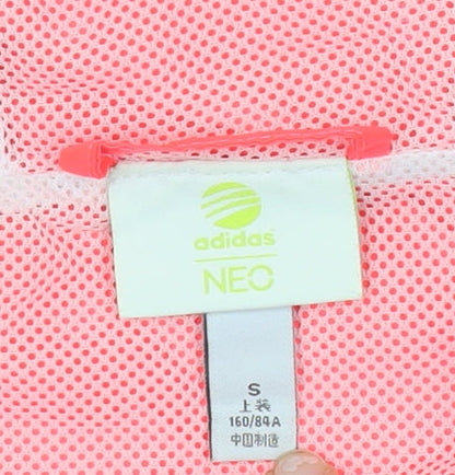 Adidas Women’s Pink White Blue Windbreaker Jacket Size 8 Hooded