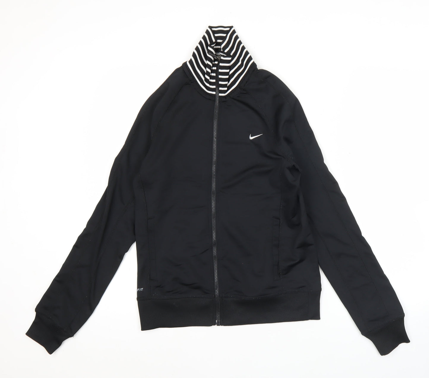 Nike Women Black Small Track Jacket Dri-Fit Full Zip Activewear