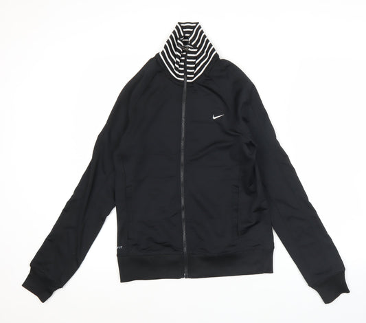 Nike Women Black Small Track Jacket Dri-Fit Full Zip Activewear