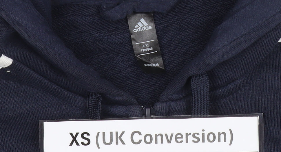 Mens UK Size XS adidas Blue Full Zip Hoodie