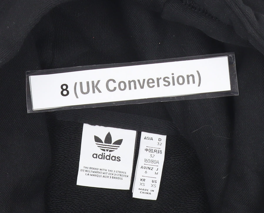 Adidas Women’s Black Pullover Hoodie Size 8 UK with Zip Accents
