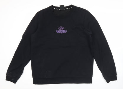 Skechers Womens Black Sweatshirt UK 12 Regular Fit Cotton Blend
