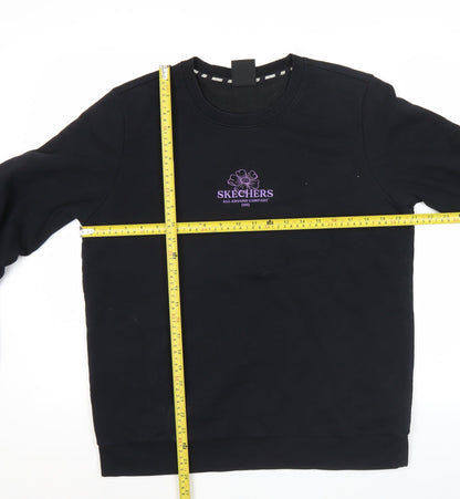 Skechers Womens Black Sweatshirt UK 12 Regular Fit Cotton Blend