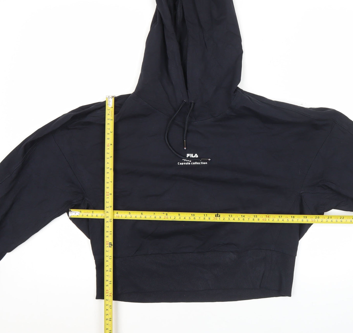 Fila Women’s Black Pullover Hoodie Size 8 Graphic Logo Hooded Sweatshirt