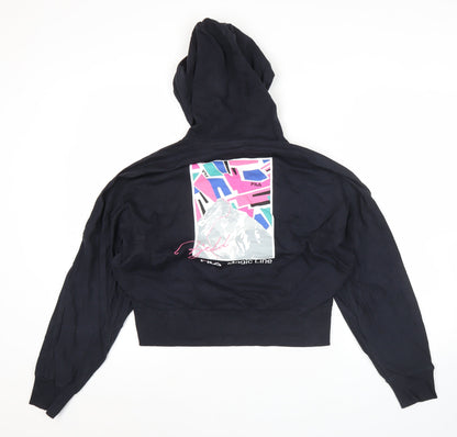 Fila Women’s Black Pullover Hoodie Size 8 Graphic Logo Hooded Sweatshirt