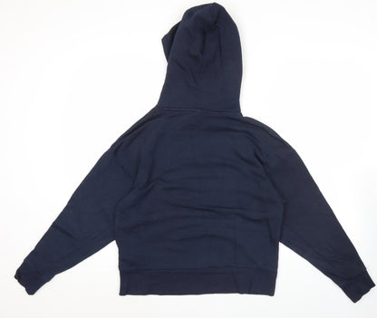 Puma Womens XS Blue Pullover Hoodie Graphic Logo Sweatshirt