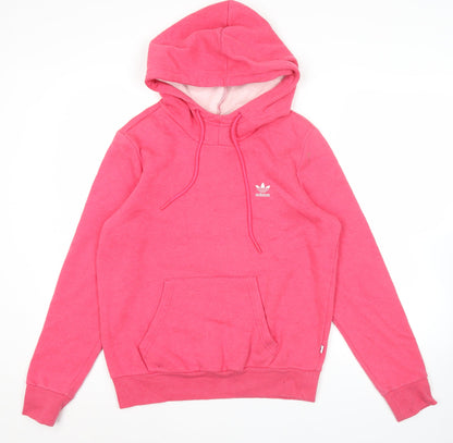 Adidas Womens Pink Pullover Hoodie Size 14 Logo Sports Sweatshirt