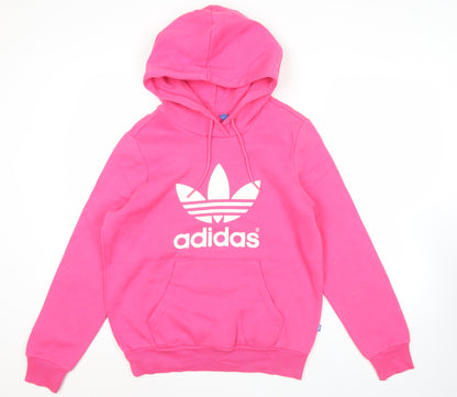Adidas Women’s Pink Pullover Hoodie Size 12 Logo Print Casual
