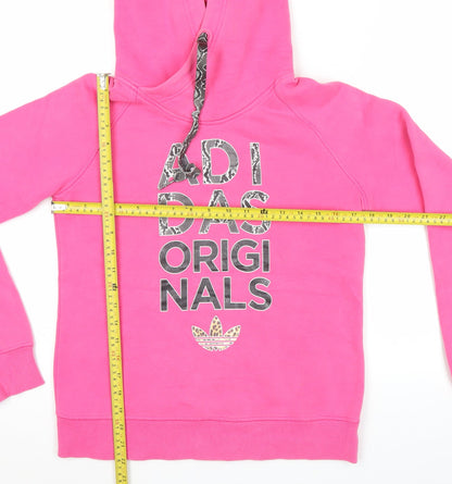 Adidas Originals Womens Pink Hoodie UK 10 Pullover Cotton Blend