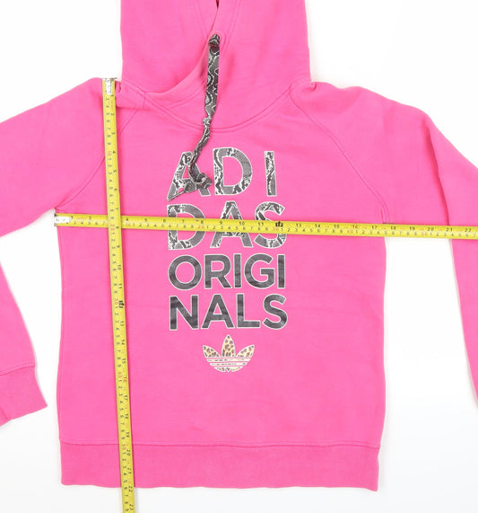 Adidas Originals Womens Pink Hoodie UK 10 Pullover Cotton Blend