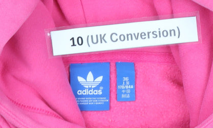 Adidas Originals Womens Pink Hoodie UK 10 Pullover Cotton Blend