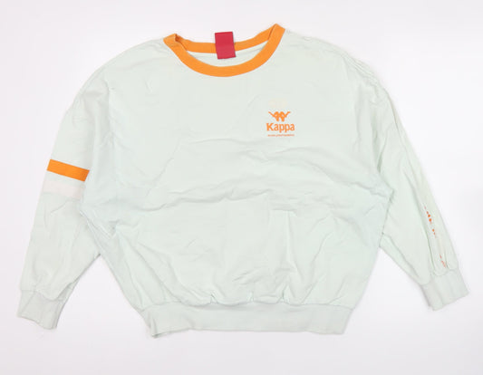 Kappa Women’s Green Sweatshirt Size 12 Cotton Blend Logo Pullover
