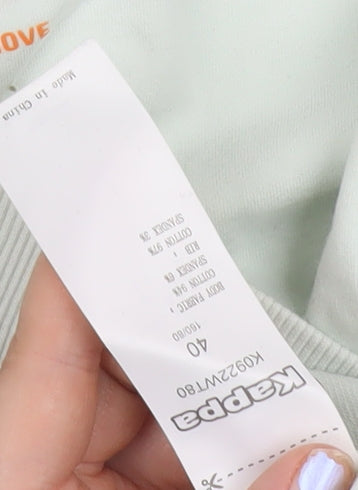 Kappa Women’s Green Sweatshirt Size 12 Cotton Blend Logo Pullover