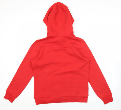 Fila Womens Red Hoodie Size 10 UK Bear Embroidered Pullover