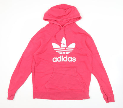 Adidas Womens Pink Pullover Hoodie Size 8 Logo Sports Casual