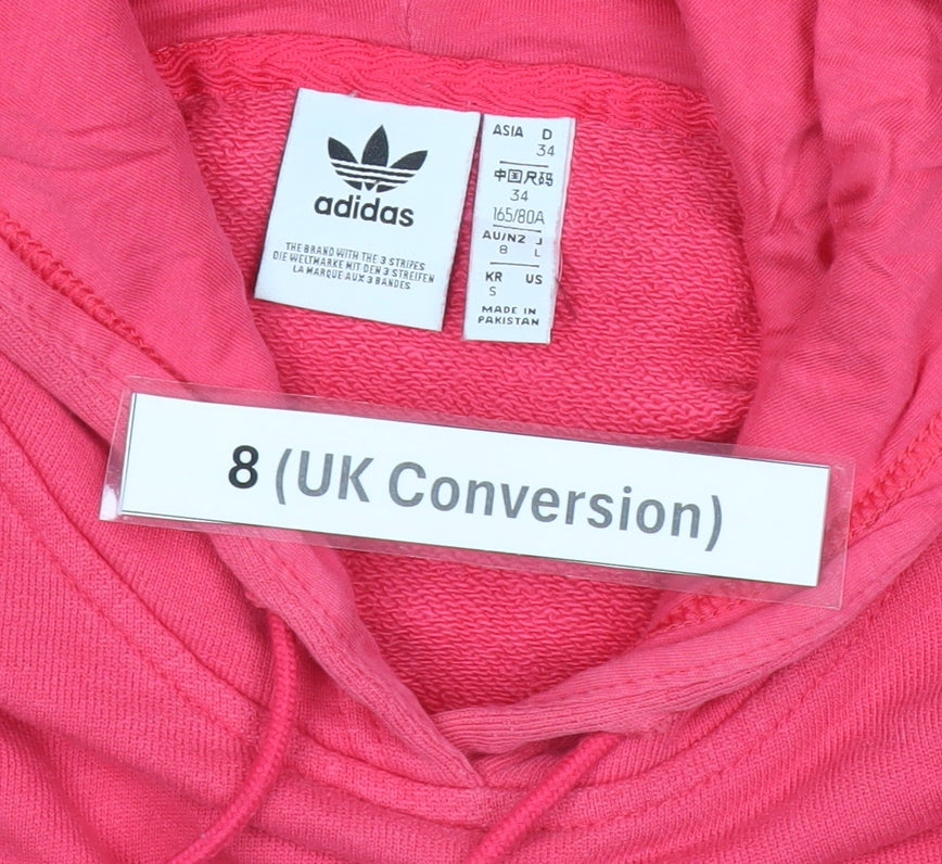Adidas Womens Pink Pullover Hoodie Size 8 Logo Sports Casual