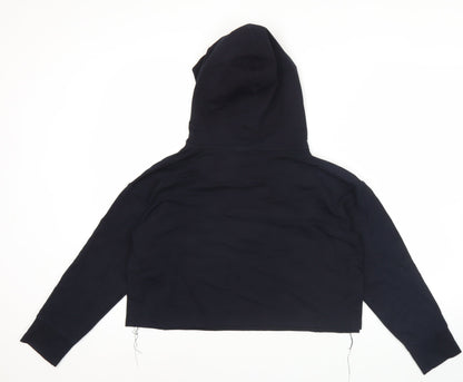 Puma Womens Black Pullover Hoodie S Logo Print Cotton Blend