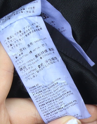 Puma Womens Black Pullover Hoodie S Logo Print Cotton Blend