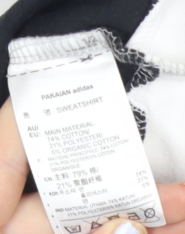 adidas Women’s Grey Black Three Stripes Sweatshirt UK 8 Crew Neck