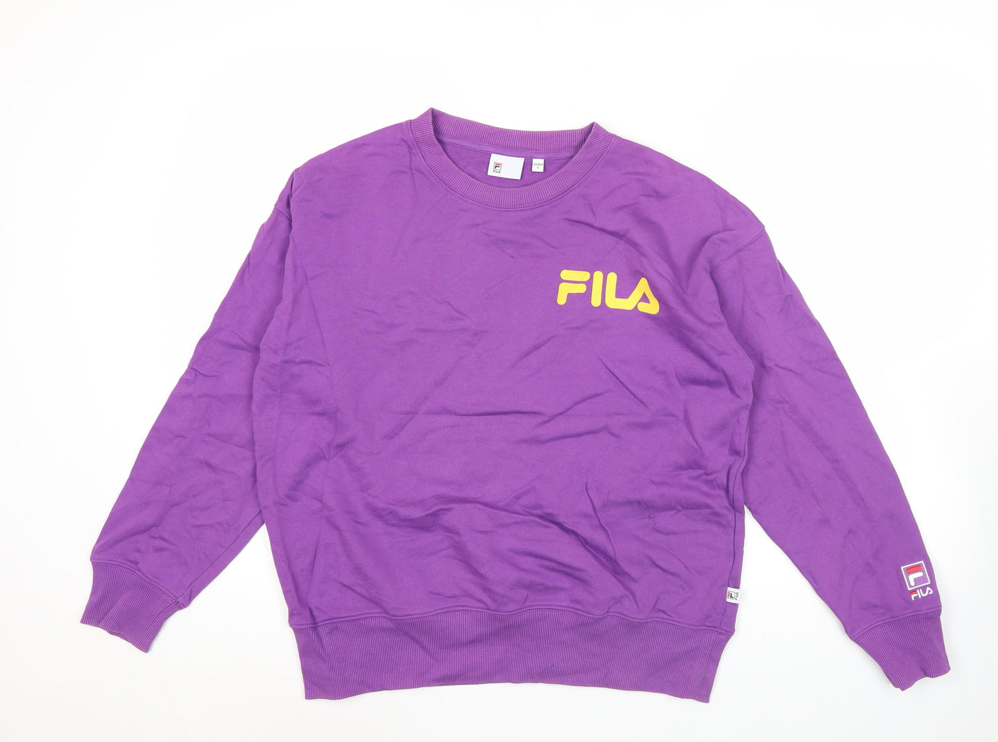 Fila Womens Purple Logo Sweatshirt Size 10 UK Crew Neck Pullover