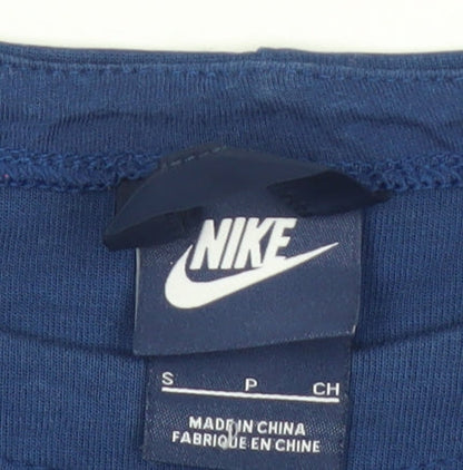 Nike Women’s Blue Pullover Sweatshirt S Logo Drawstring Activewear