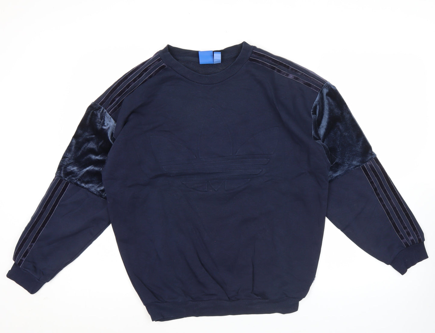 Adidas Womens Blue Pullover Sweatshirt Size 8 Logo Long Sleeve