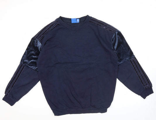 Adidas Womens Blue Pullover Sweatshirt Size 8 Logo Long Sleeve