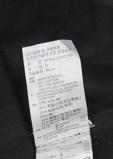 Adidas Women Black Hoodie Size UK 10 Pullover Logo Cotton Blend