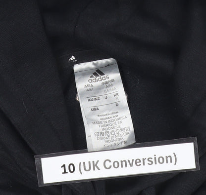 Adidas Women Black Hoodie Size UK 10 Pullover Logo Cotton Blend