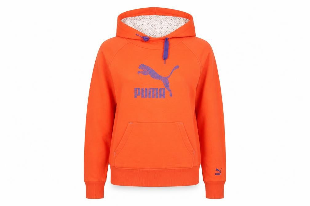 Womens UK Size M PUMA Orange Pullover Hoodie