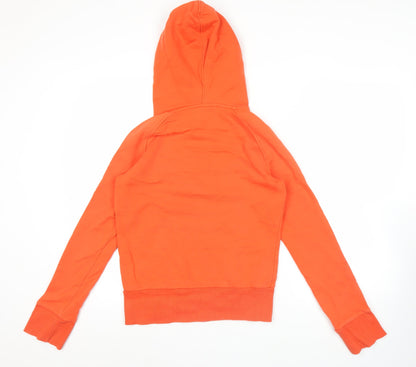 Puma Womens Orange Hoodie M Pullover Cotton Blend Logo Sportswear
