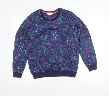 Isle Women’s Blue Floral Long Sleeve Jersey Top Size S 10-12