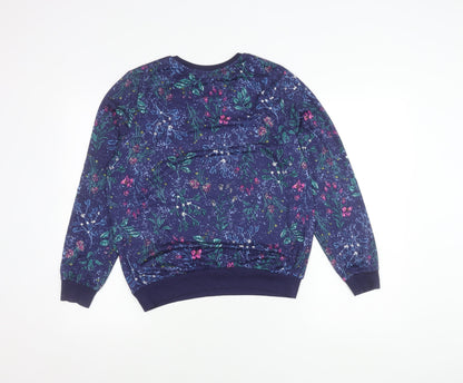 Isle Women’s Blue Floral Long Sleeve Jersey Top Size S 10-12