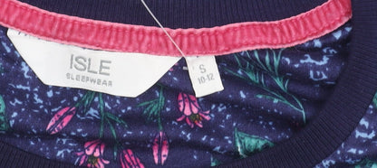 Isle Women’s Blue Floral Long Sleeve Jersey Top Size S 10-12