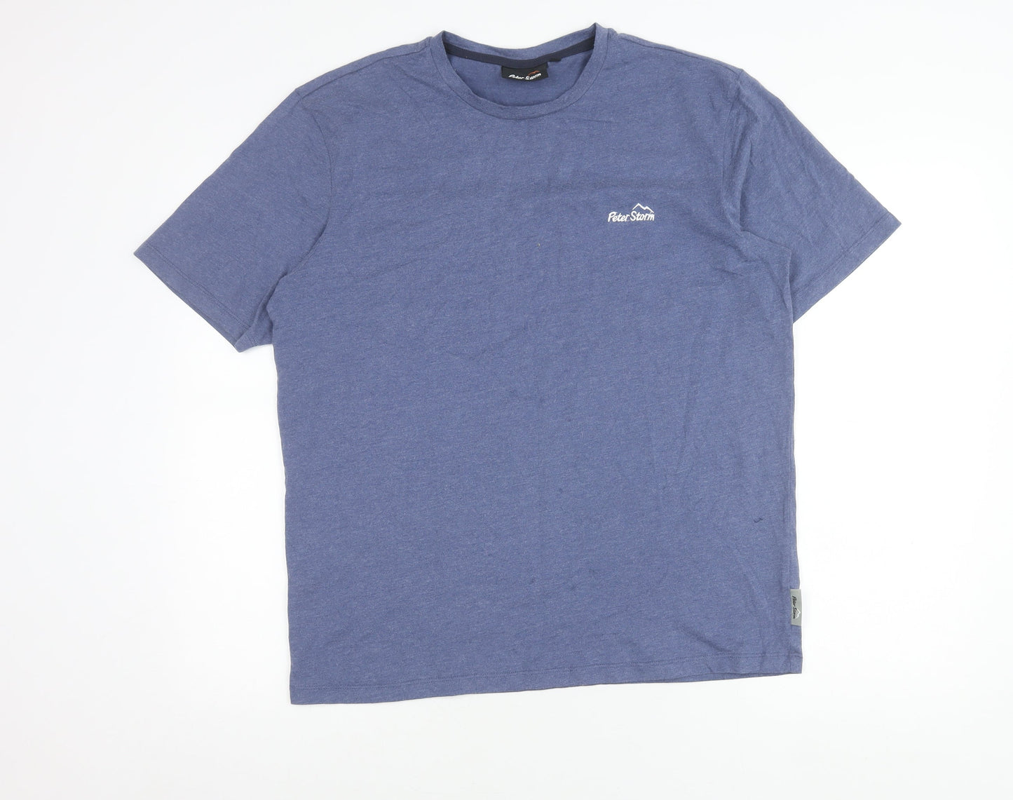 Peter Storm Men's Blue Cotton Blend Crew Neck Logo T-Shirt Size L