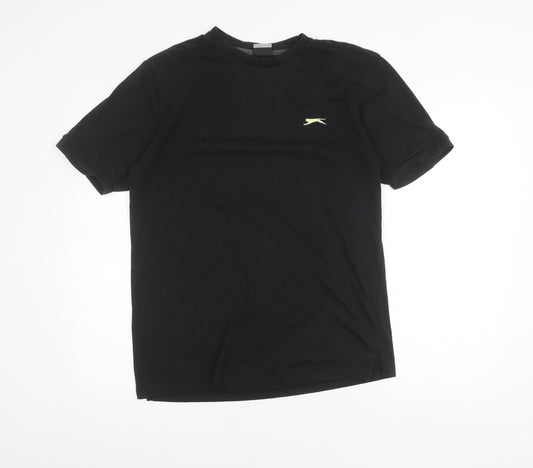 Slazenger Men Black L Crew Neck Short Sleeve Cotton T-Shirt