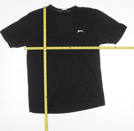 Slazenger Men Black L Crew Neck Short Sleeve Cotton T-Shirt
