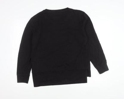 DKNY Womens Black Logo Sweatshirt Size 12 Pullover Crew Neck