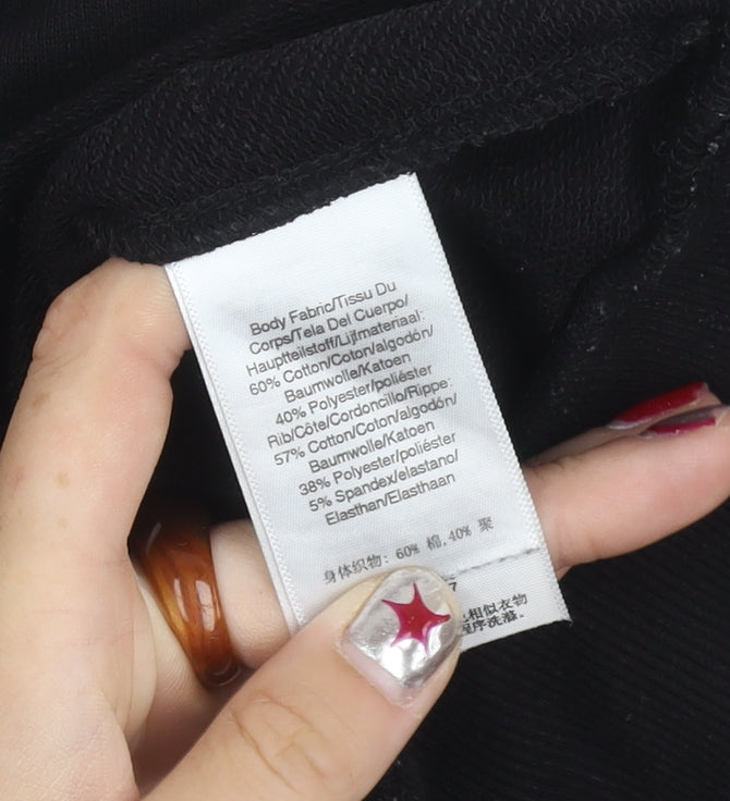 DKNY Womens Black Logo Sweatshirt Size 12 Pullover Crew Neck